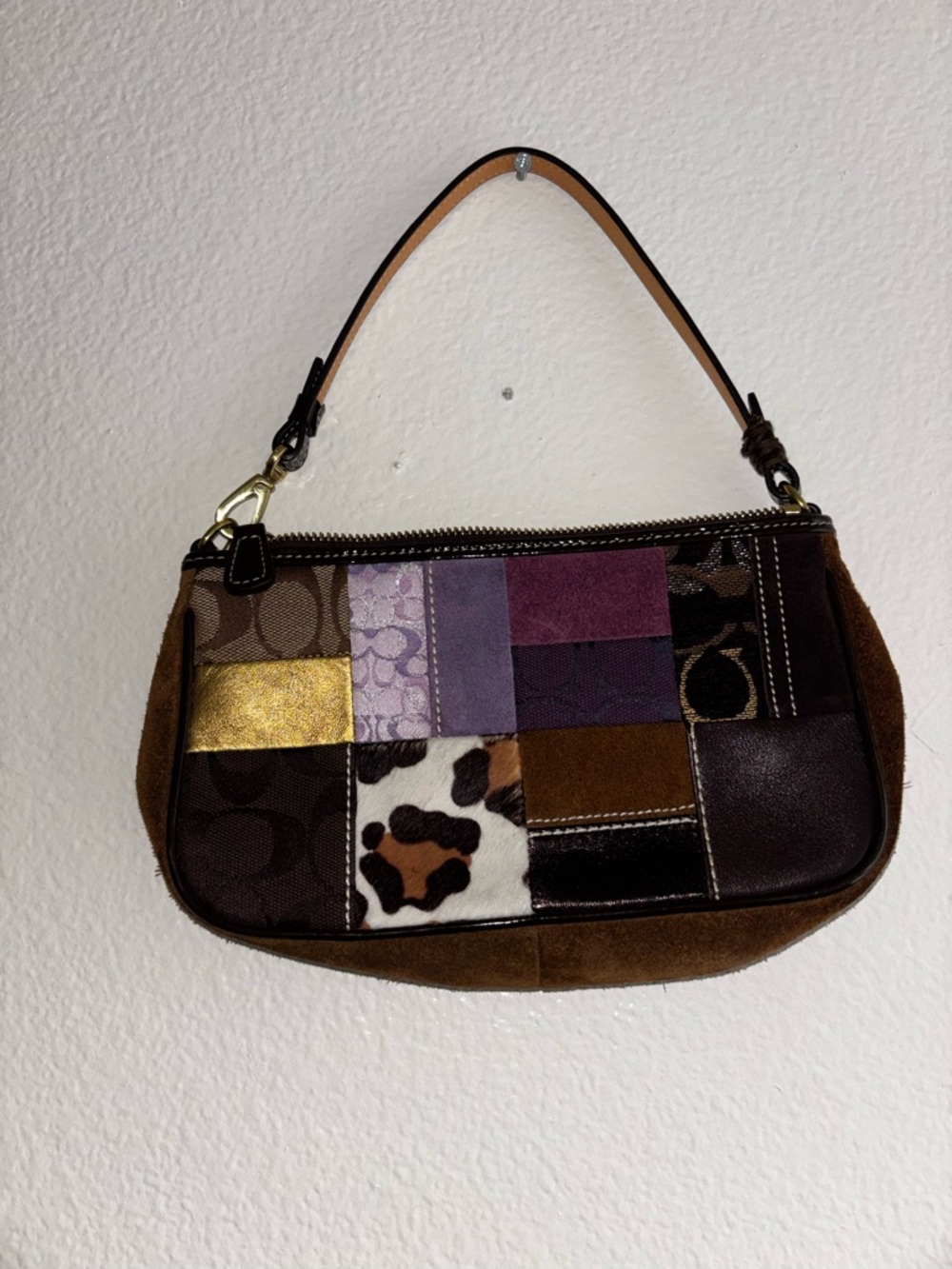 Coach vintage Patchwork Wristlet in Brown, Purple, Gold and Tan - Picture 3 of 5